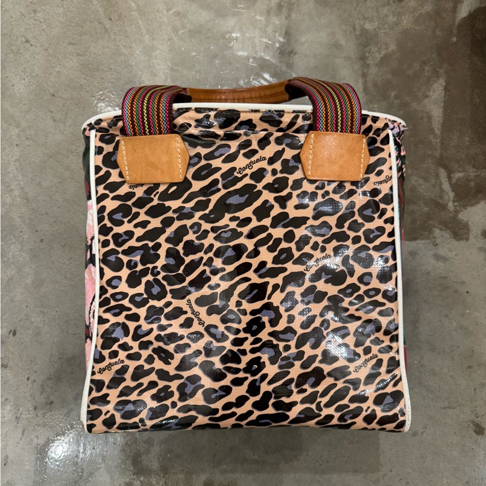 Consuela Leopard Print Tote Bag with Tan Accents